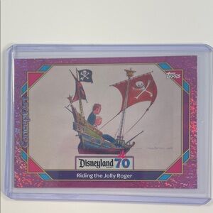 Topps Disneyland 70 Riding the Jolly Roger Card with Pink and Blue Accents